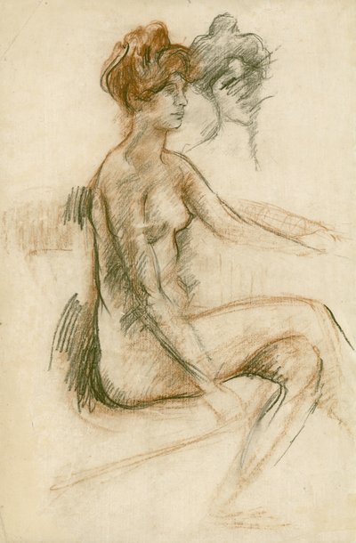 Study of a seated nude, left arm raised, c.1890 by Albert de Belleroche